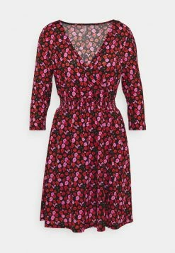 ONLY Petite ONLPELLA 3/4 WRAP SHORT DRESS - Jersey Dress - Black/orange -ONLY Petite store 9455f7b75cda4620bb969dc9438168b6