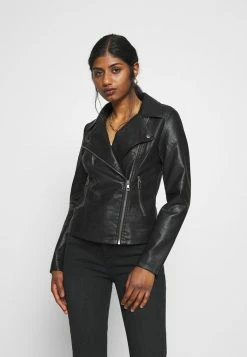 ONLY Petite ONLMELISA BIKER - Faux Leather Jacket - Black