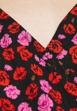 ONLY Petite ONLPELLA 3/4 WRAP SHORT DRESS - Jersey Dress - Black/orange -ONLY Petite store 96d04c530e654600bf64daf61896d3c1