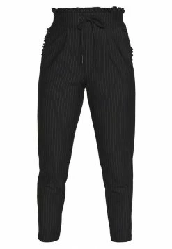ONLY Petite ONLPOPTRASH CLASSI PINSTRIPE FRILL - Trousers - Black -ONLY Petite store a0197e043e2240bfa7129b1797daba8d
