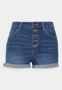 ONLY Petite ONLHUSH LIFE BUTTON - Denim Shorts - Medium Blue Denim