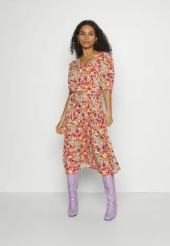ONLY Petite ONLFREDERIKKE V NECK BELT DRESS - Shirt Dress - Cloud Dancer/pink Mix