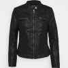 ONLY Petite ONLBANDIT BIKER - Faux Leather Jacket - Black -ONLY Petite store af346cb8b23743f890749398d2a3d985