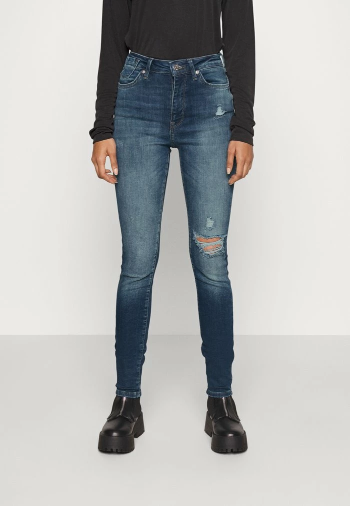 ONLY Petite ONLFOREVER HIGH SKINNY DESTROY - Jeans Skinny Fit - Dark Blue Denim 3 ONLY Petite ONLFOREVER HIGH SKINNY DESTROY - Jeans Skinny Fit - Dark Blue Denim