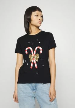 ONLY Petite XMAS YRSA CHRISTMAS - Print T-shirt - Black