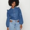 ONLY Petite ONLDIONNE FRILL - Blouse - Medium Blue Denim -ONLY Petite store b8436686563143fe96759562ccbe0600