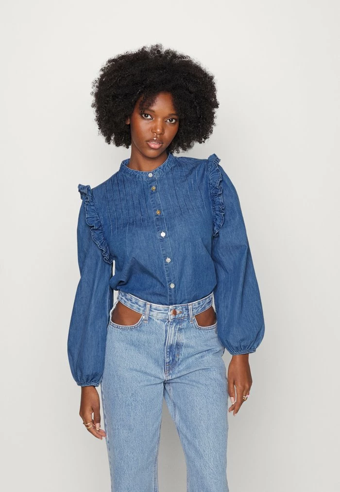 ONLY Petite ONLDIONNE FRILL - Blouse - Medium Blue Denim 3 ONLY Petite ONLDIONNE FRILL - Blouse - Medium Blue Denim