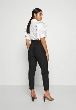 ONLY Petite ONLPOPTRASH CLASSI PINSTRIPE FRILL - Trousers - Black -ONLY Petite store b9cde7746be841d8a7f63ae18c9682dc