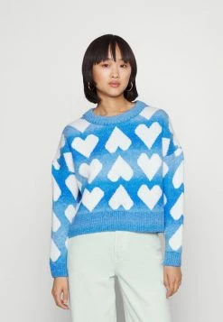 ONLY Petite ONLAIDA HEART - Jumper - Airy Blue/lighter Super Sonic/cloud Dancer