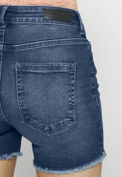 ONLY Petite ONLBLUSH LIFE MID RAW - Denim Shorts - Dark Blue Denim -ONLY Petite store c058bfc58897434e8e19567f7e6e3918