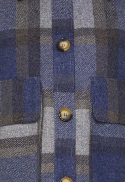 ONLY Petite ONLEMMA SHORT CHECK SHACKET - Short Coat - Dark Denim -ONLY Petite store c4e68d37b1ac47ec87804938463653a8