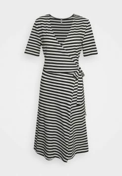 ONLY Petite ONLMAY STRIPE DRESS - Day Dress - Black/cloud Dancer