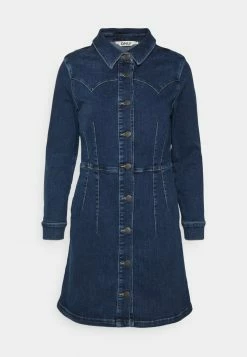 ONLY Petite ONLRIKA STRETCH DRESS - Day Dress - Dark Blue Denim -ONLY Petite store cd365a7e0dac482f8c870ace7b81342f