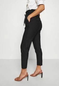 ONLY Petite ONLPOPTRASH CLASSI PINSTRIPE FRILL - Trousers - Black -ONLY Petite store d135d66c69494a66abf42f3682a3ca28