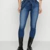 ONLY Petite ONLHUSH LIFE PAPERBAG - Jeans Skinny Fit - Dark Blue Denim