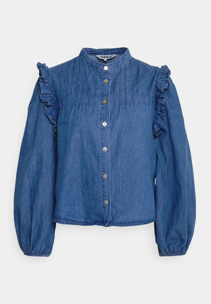 ONLY Petite ONLDIONNE FRILL - Blouse - Medium Blue Denim 6 ONLY Petite ONLDIONNE FRILL - Blouse - Medium Blue Denim - Image 4
