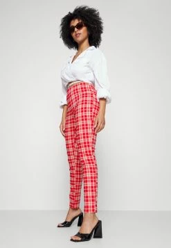 ONLY Petite ONLMEGHAN LIFE CHECK - Trousers - Red -ONLY Petite store dfee878e806b4dbeaaee22dd7cbc0e21