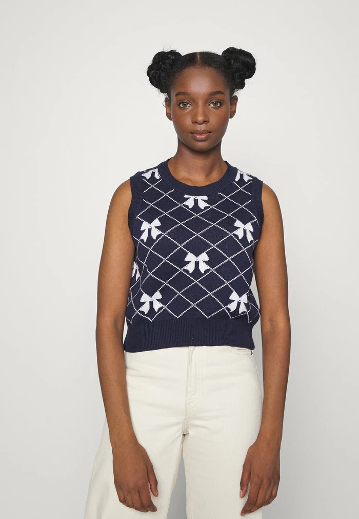 ONLY Petite ONLCLARIET BOW VEST - Jumper - Night Sky/cloud Dancer 3 ONLY Petite ONLCLARIET BOW VEST - Jumper - Night Sky/cloud Dancer