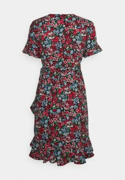 ONLY Petite ONLOLIVIA WRAP DRESS - Day Dress - Black/red/shore -ONLY Petite store e4cb05f471bf41f882f05b80af5ff1bc