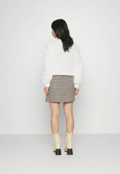 ONLY Petite ONLLYDIA PLEAT CHECK SKIRT - Mini Skirt - Humus/cappucino/smoked Pearl -ONLY Petite store e79df81c95404c07b4cbf8ce660a9e4c