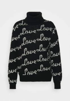 ONLY Petite ONLJADE TEXT HIGHNECK - Jumper - Black/cloud Dancer -ONLY Petite store e8eb601b2dbc489ca54561e94286c213