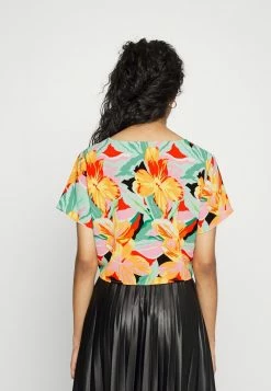 ONLY Petite ONLNOVA LUX RUCHING - Print T-shirt - Sun Orange -ONLY Petite store eb8c9a465f5d4cdcbda0f33b189e3000