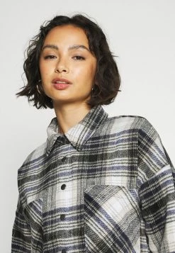 ONLY Petite ONLPIA PLAIDED - Button-down Blouse - Blue Graphite/cloud Dancer -ONLY Petite store ee0ff397e2d94725b52d4aade3d6d1fb