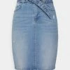 ONLY Petite ONLHUSH LIFE PAPERBAG SKIRT - Denim Skirt - Medium Blue Denim -ONLY Petite store ef9323e76a7d415b81eb26dd96d2b75b