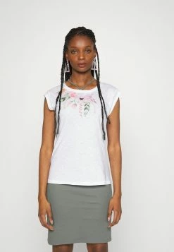 ONLY Petite ONLBONE FEEL FEATHERS BOX - Print T-shirt - Bright White